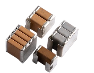 Stacked multilayer ceramic capacitors.